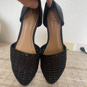 LC Lauren Conrad Black Woven Slip On Flats
